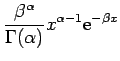 $\displaystyle \frac{\beta^\alpha}{\Gamma(\alpha)}x^{\alpha-1}{\rm e}^{-\beta x}$