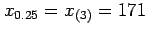 $ x_{0.25}=x_{(3)}=171$