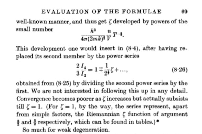 Page 69 of Schr&ouml;dinger's Statistical Thermodynamics, showing the parenthesis about the Riemannian zeta function