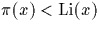 $\pi(x)<\operatorname{Li}(x)$